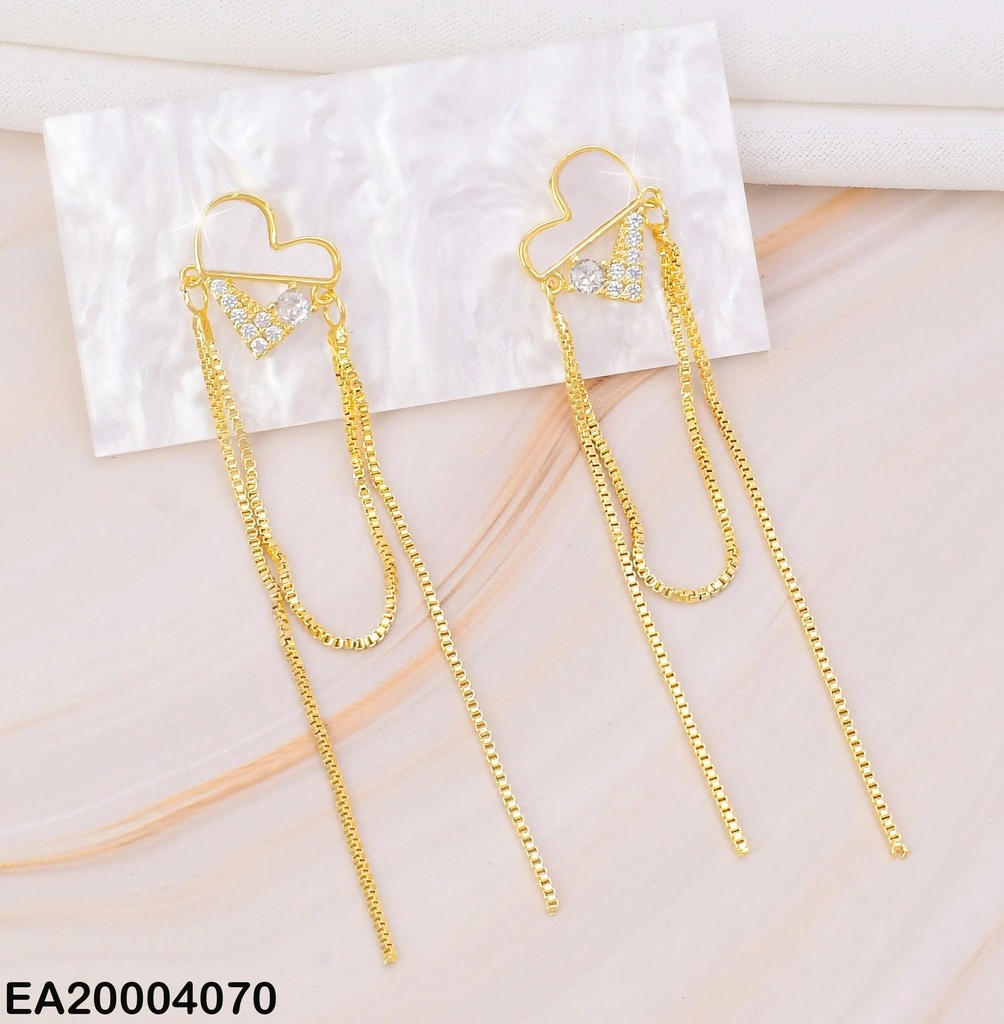 ARETES CORAZON MITAD BLANCO/ZIRC C/CAD. EE1350-132