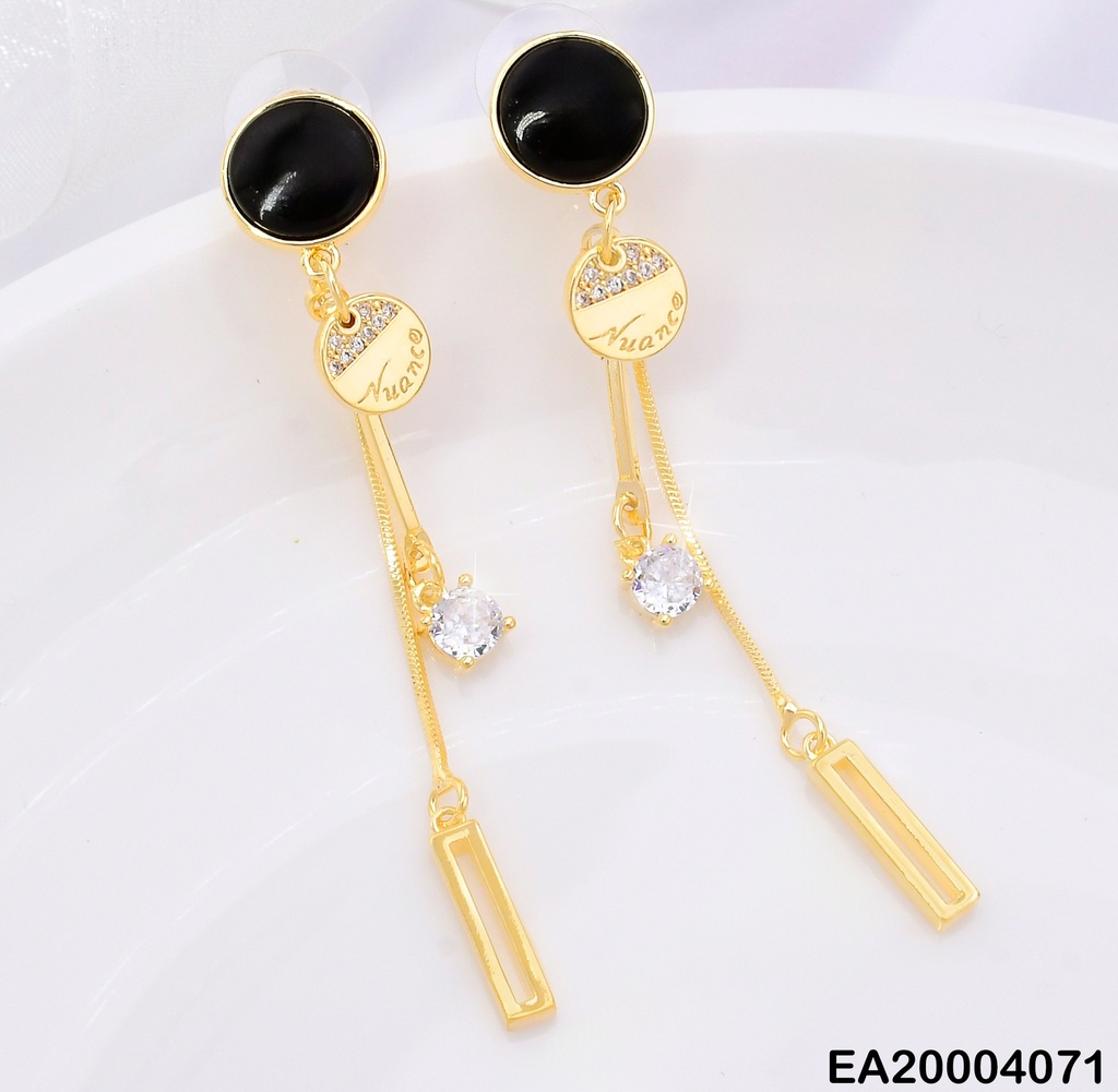 ARETES DOR PIEDRA NEGRA/ZIRC/RECT/LINEAS COLGANTES  EE1353-132