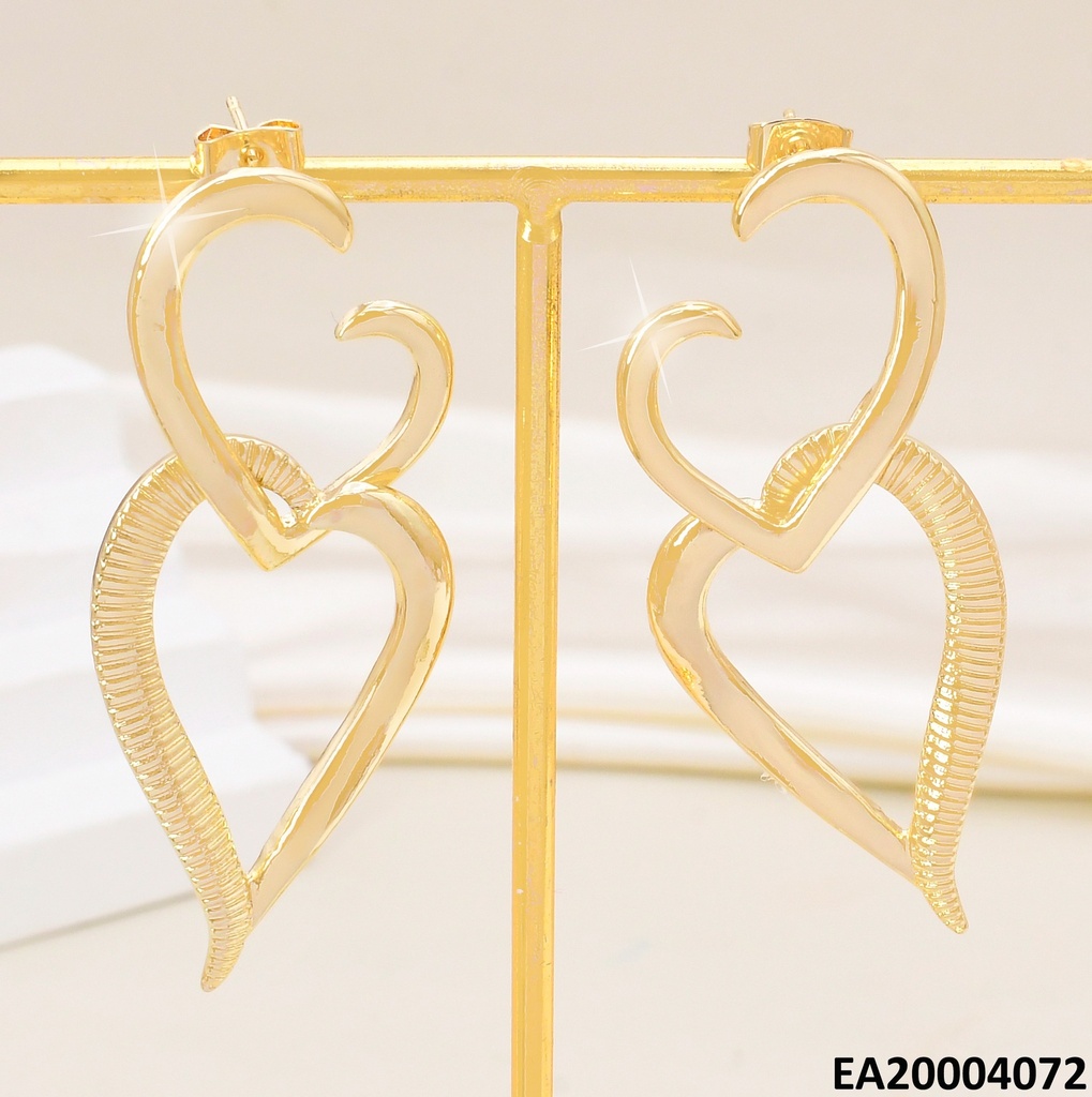 ARETES DOBLE CROQUI CORAZON MITAD LISO/RAYADO EE1855-9
