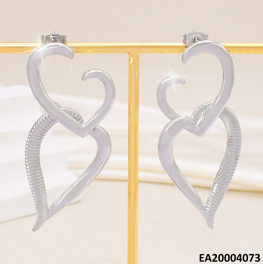 ARETES PLAT. DOBLE CROQUI CORAZON MITAD LISO/RAYADO EE1856-9