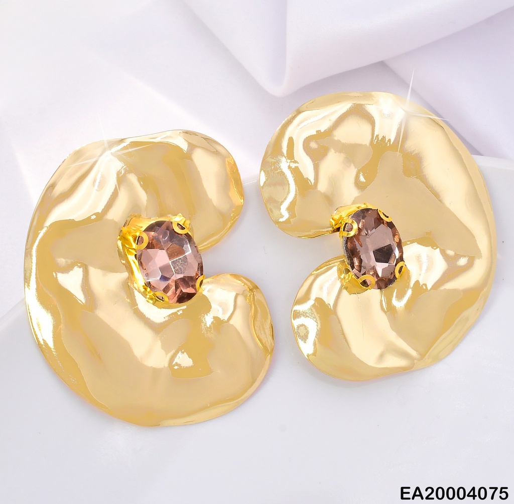 ARETES DOR "C" IRREGULAR ZIRC ROSA CENTRO EE1878-301