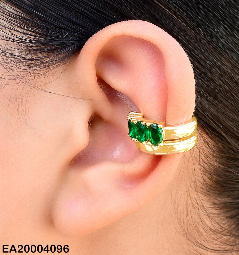 ARETES EAR CUFF 4 ZIRCONIAS OVAL.VERDES EE2057-284