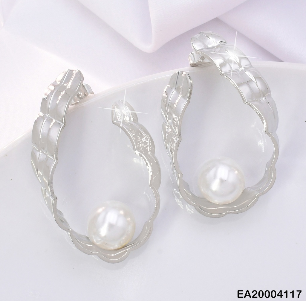 ARETES PLAT "J" PERLA CENTRO  EE2125-301