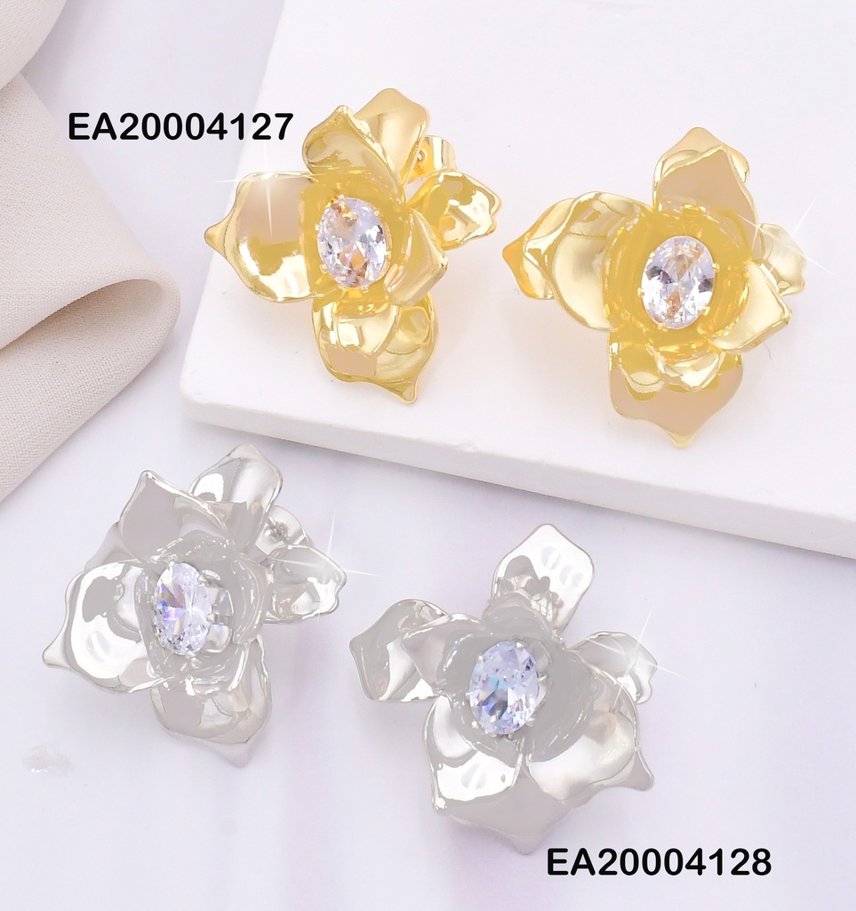 ARETES DOR FLOR ZIRC.OVALADA  EE2152-301