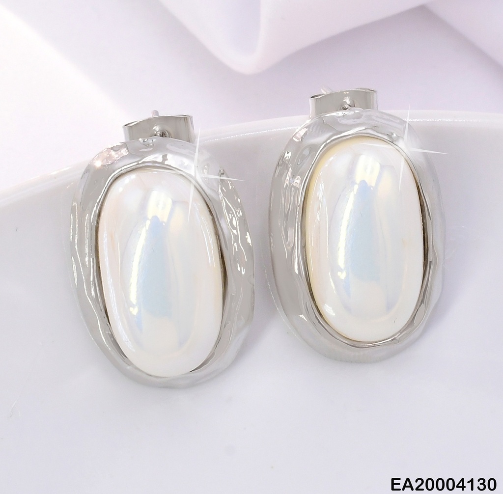 ARETES CROQUI PLAT/OVALO BLANCO CENTRO  EE2157-301