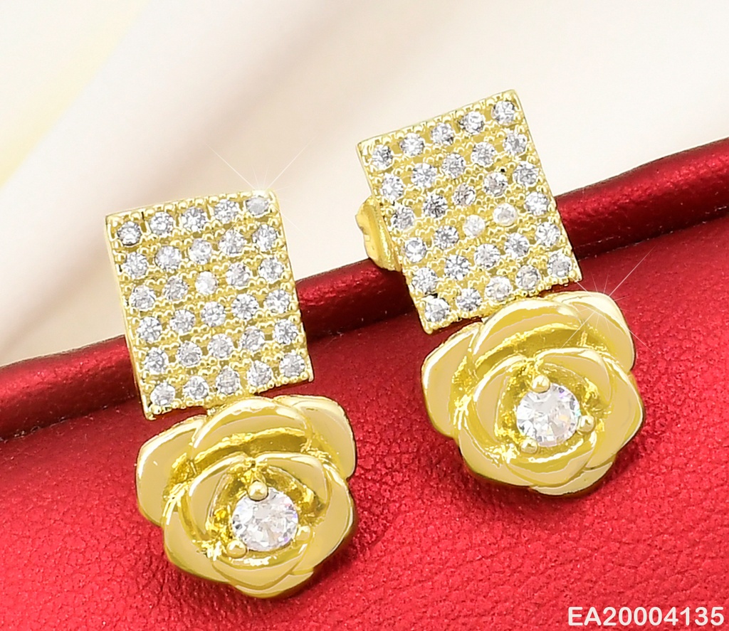 ARETES DOR FLOR / CUADRO ZIRC.  EE2196-3