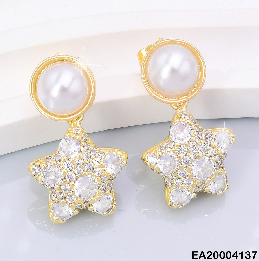 ARETES DOR PERLA/ESTRELLA ZIRC COLGANTE EE2198-3