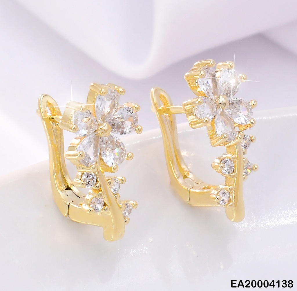 ARETES HUGGIES DOR FLOR ZIRC CRISTAL EE2199-3