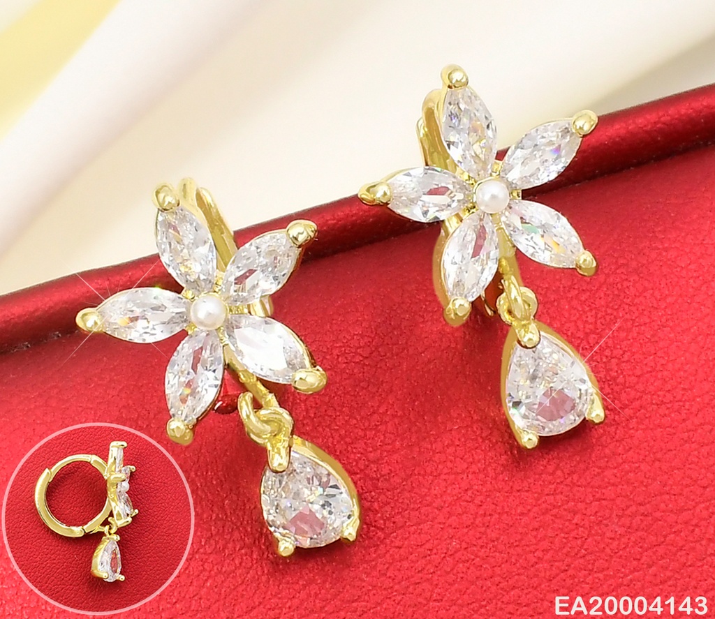 ARETES HUGGIES FLOR CRISTAL/ ZIRC COLGANTE EE2205-3