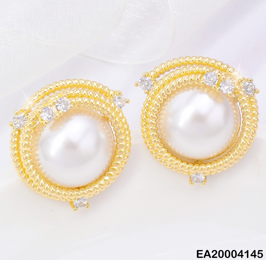 ARETES DOR ESPIRAL TORNEADO/ PERLA CENTRO/ EE2208-3