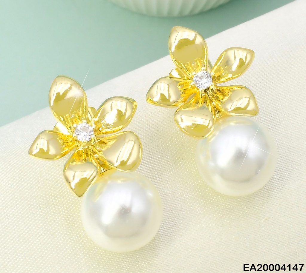 ARETES DOR FLOR/PERLA COLGANTE EE2210-3