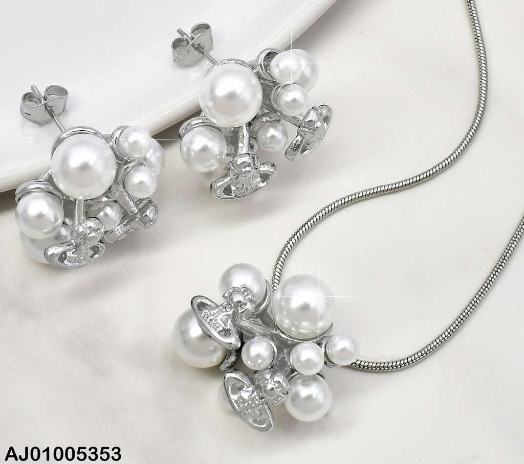 SET PLAT. RACIMO PERLAS/CRUCES SA953-45