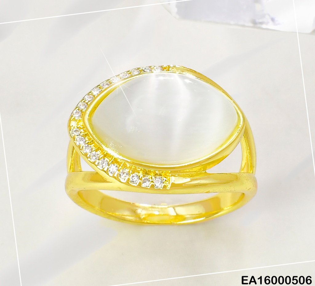 ANILLO OVALO HORIZ.BLANCO BORDE LISO/ZIRC. RE137-10