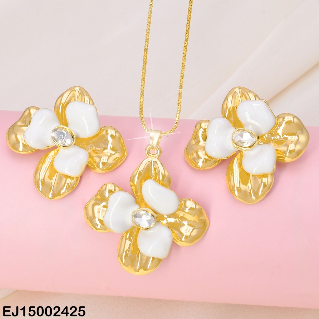 SET FLOR DOBLE PETALOS DOR/BLANCOS SE750-301