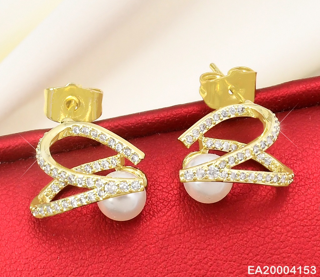 ARETES DOR LINEAS ZIRC/ PERLA EE2218-3