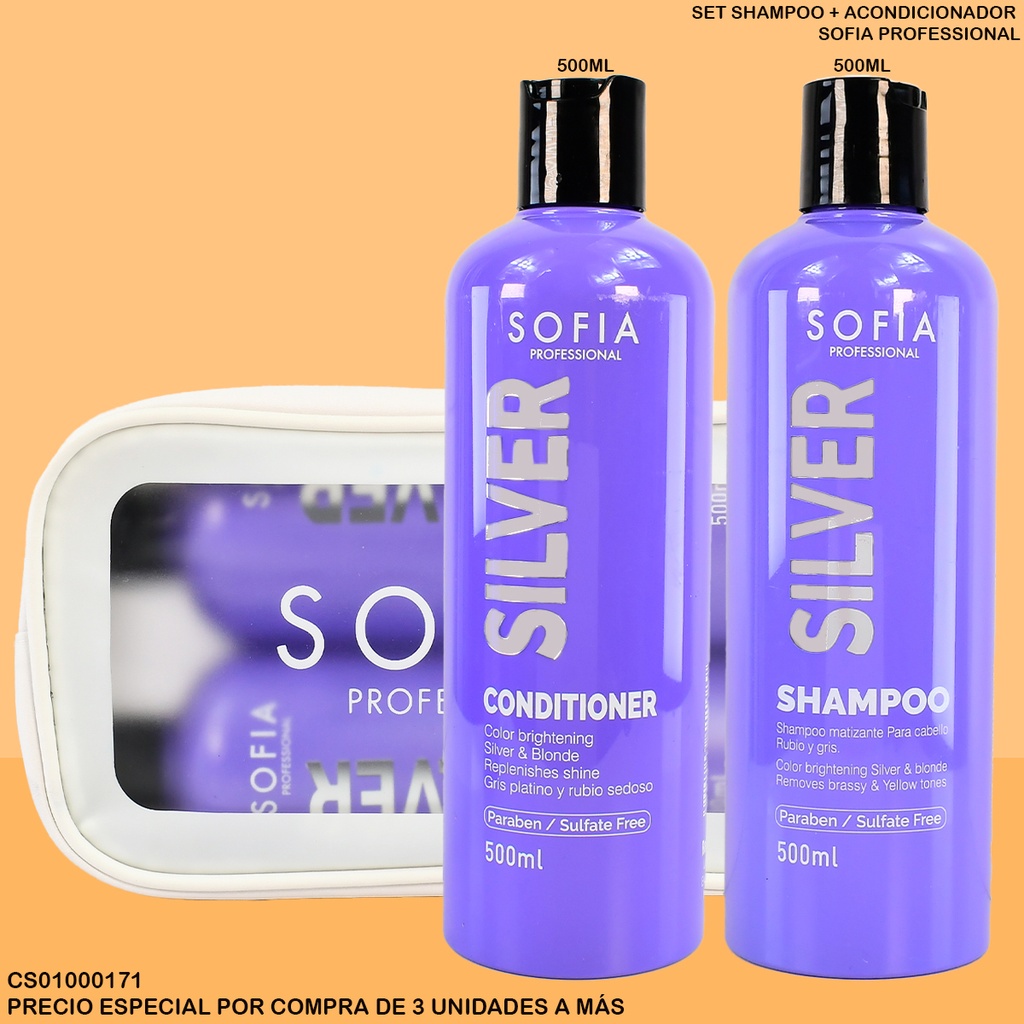 SET SHAMPOO+ACOND. SILVER  SOFIA PROFESIONAL 500ML