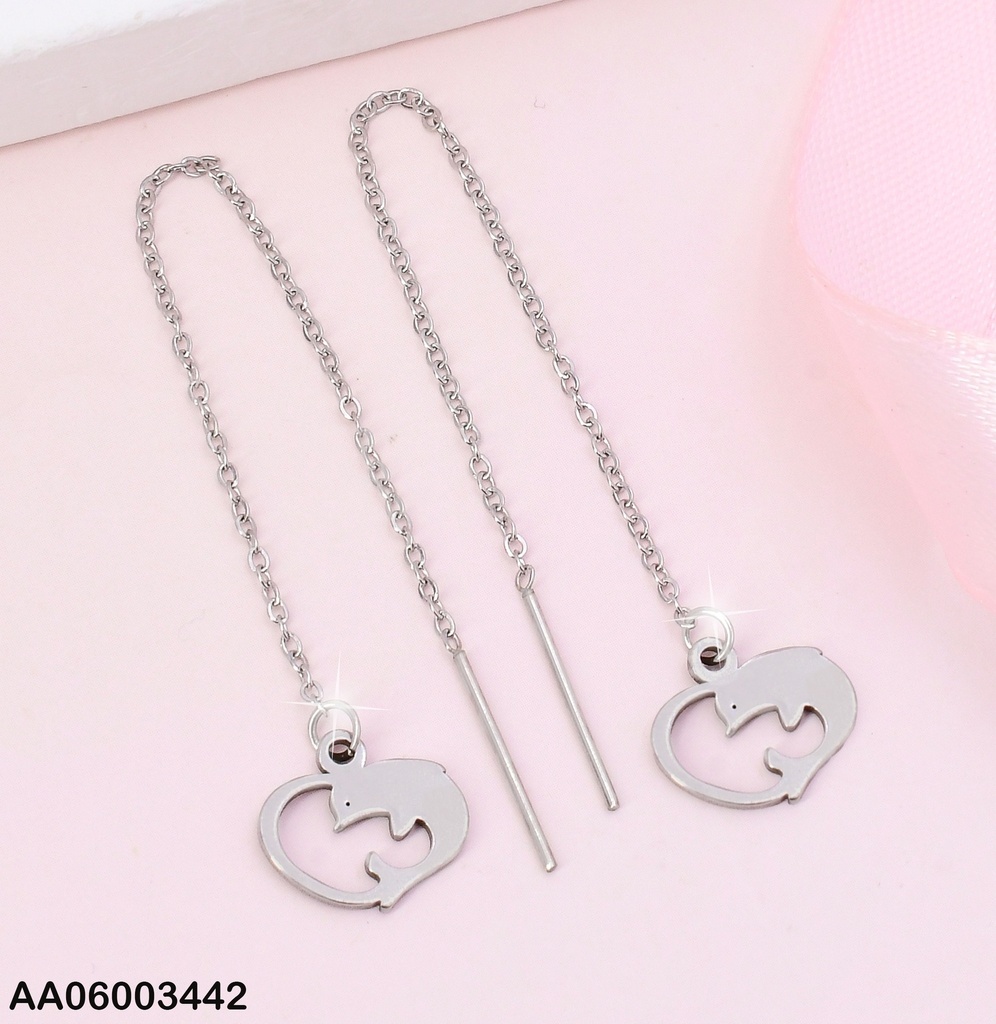 ARETES PLAT.VIOLADORAS SILUETA DELFIN P6546