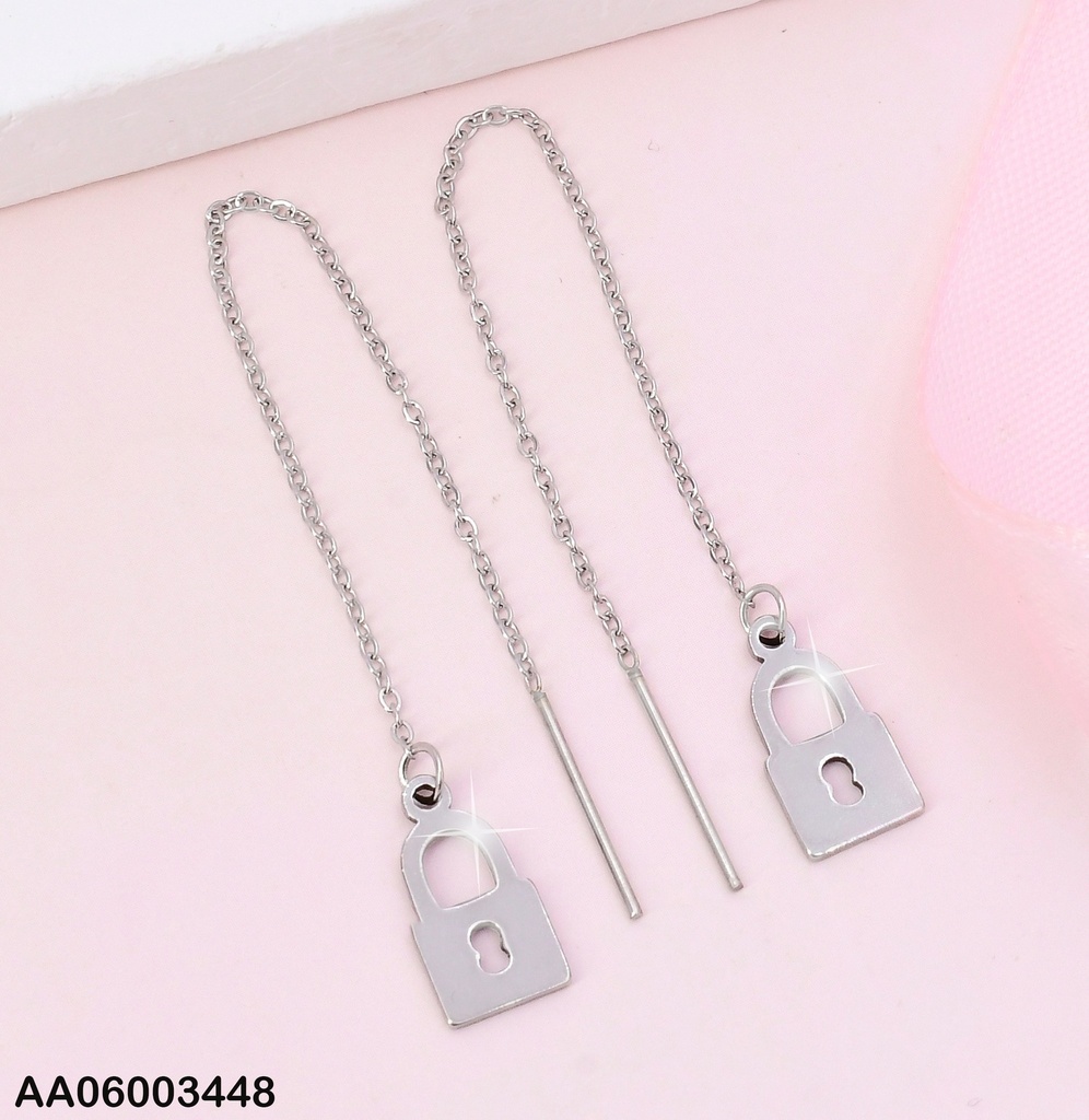 ARETES PLAT.VIOLADORAS CANDADO A8608