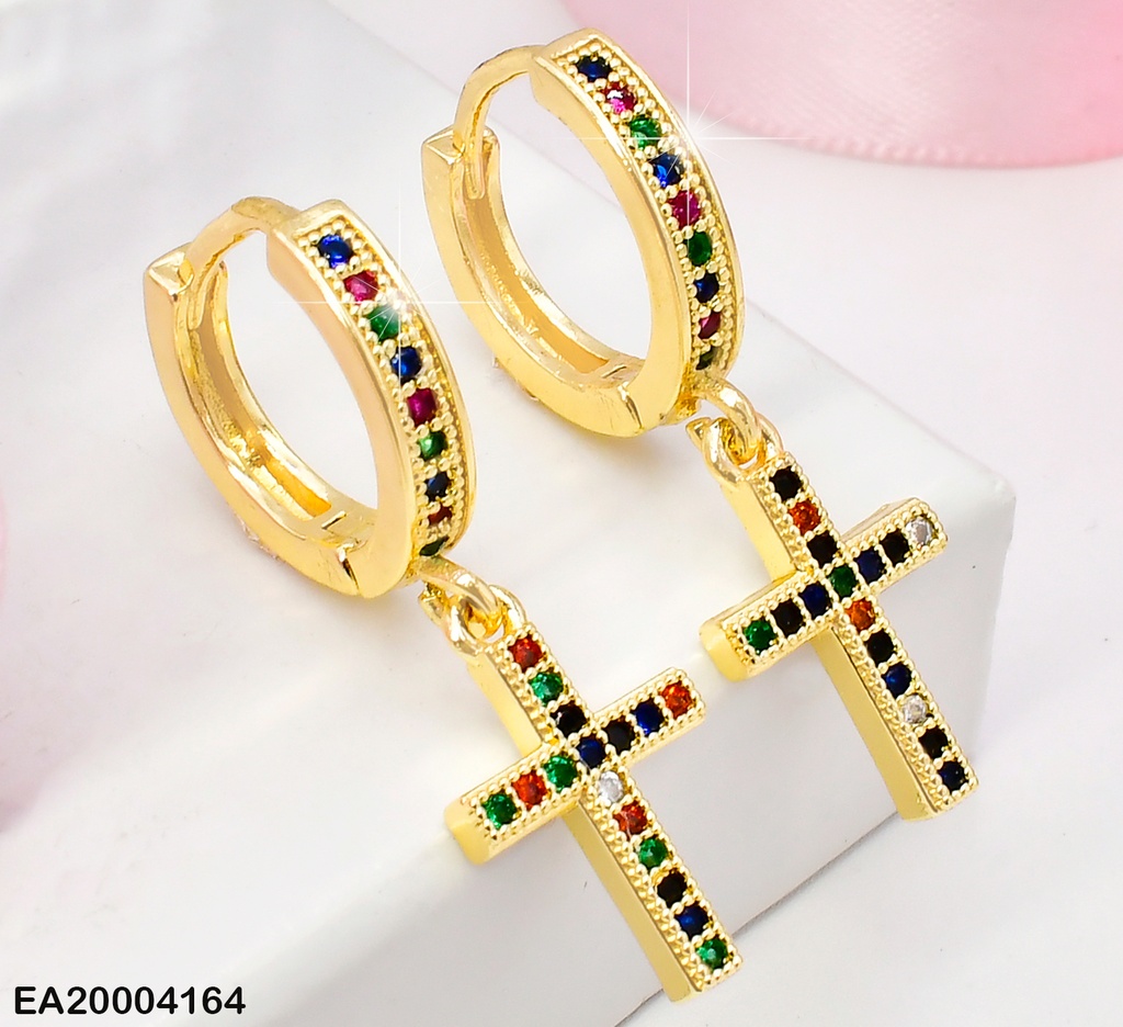 ARETES HUGGIES ZIRCONIAS COL.,CRUZ COLGANTE ZIRC.COL. W2897