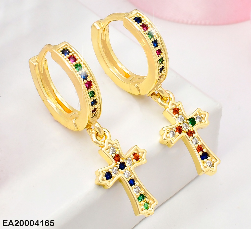 ARETES HUGGIES ZIRCONIAS,CRUZ ANT. COL.COLGANTE ZIRC.COL W2912