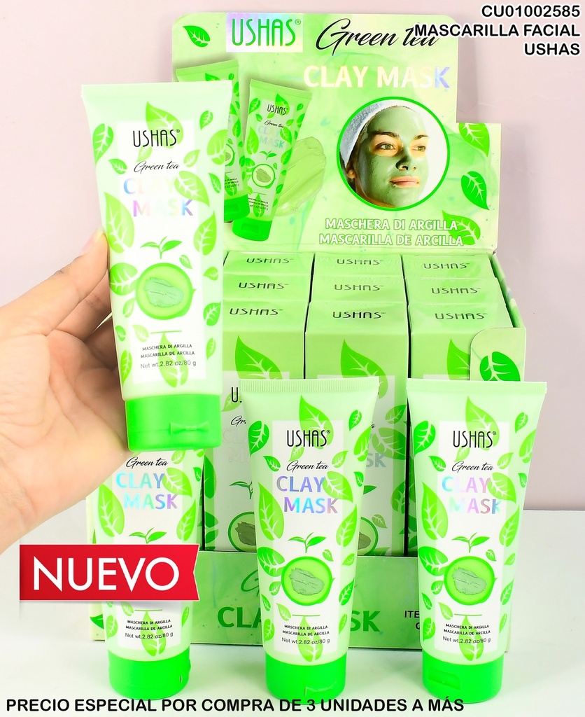 MASCARILLA DE ARCILLA GREEN TEA USHAS HA333