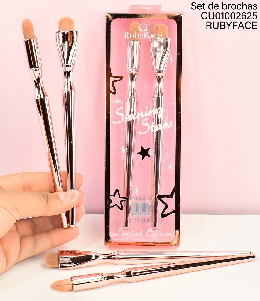 SET 2 BROCHAS RUBY FACE SHINNING STAR ICEYE02
