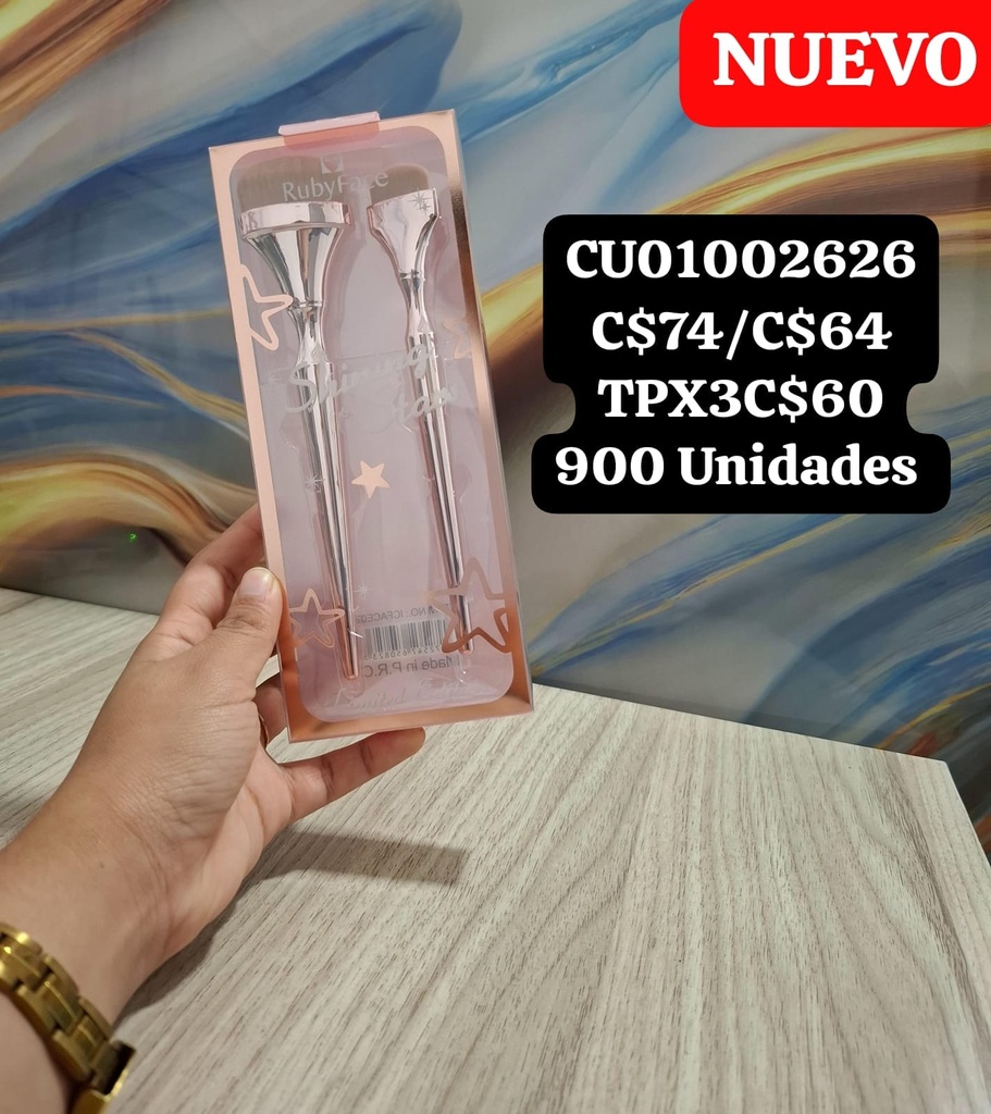 SET 2 BROCHAS RUBY FACE SHINNING STAR ICFACE02