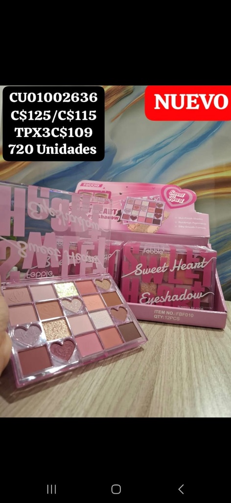 PALETA 20 SOMBRAS SWEET HEART FEBBLE FBF010