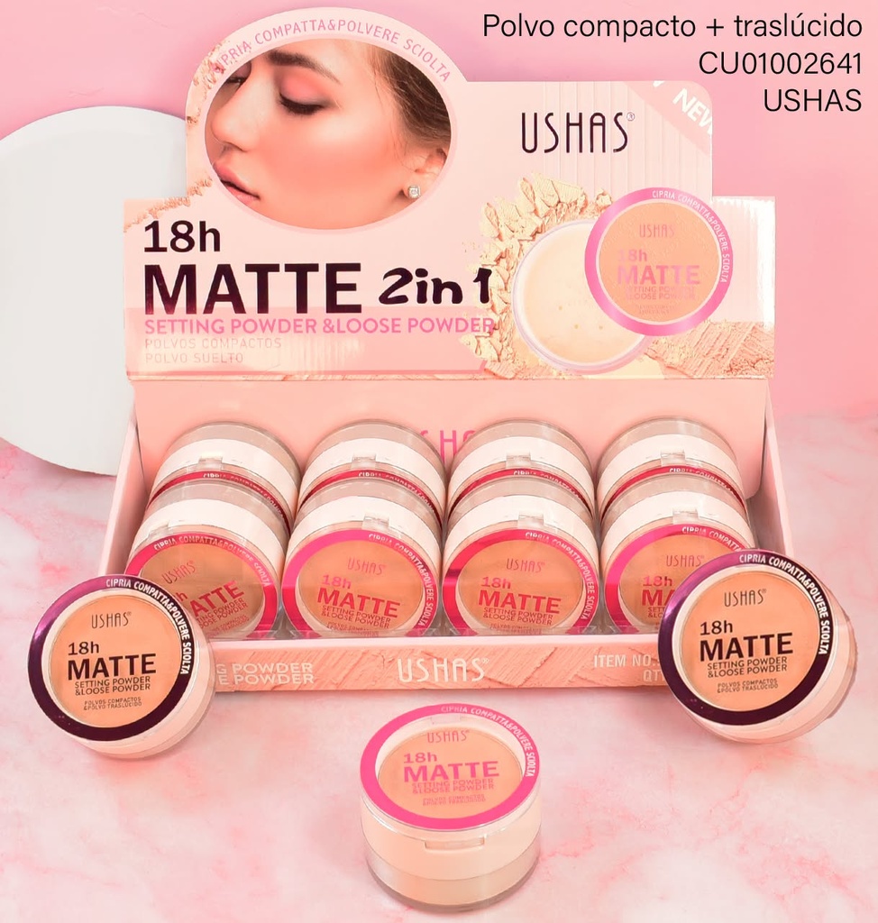 POLVO DOBLE COMPACTO/SUELTO USHAS 18H UF065-2