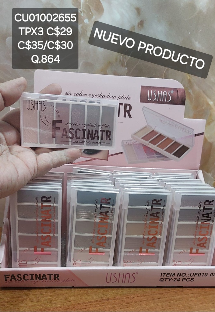PALETA 6 SOMBRAS FASCINATR USHAS TONOS SURT. UF010(02)