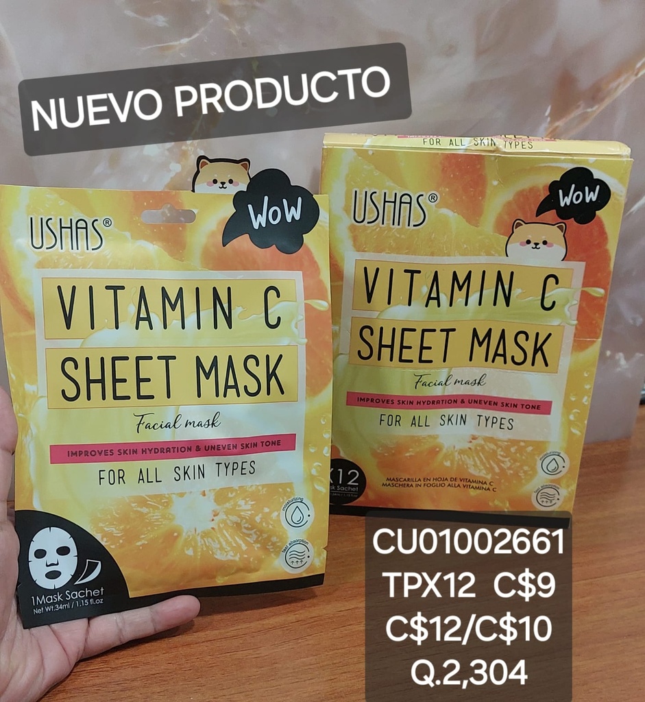 MASCARILLA FACIAL VITAMINA C USHAS MK040