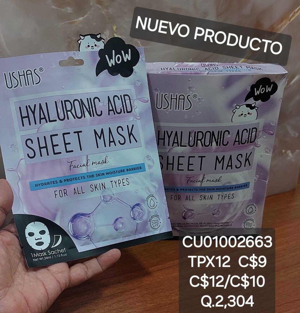 MASCARILLA FACIAL HYALURONIC ACID USHAS MK042