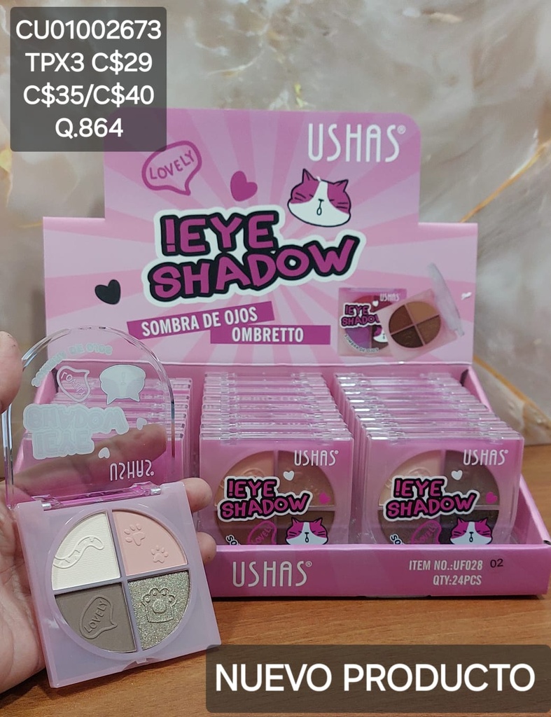 PALETA 4 SOMBRAS LOVELY UF028-2 TONOS SURTIDOS