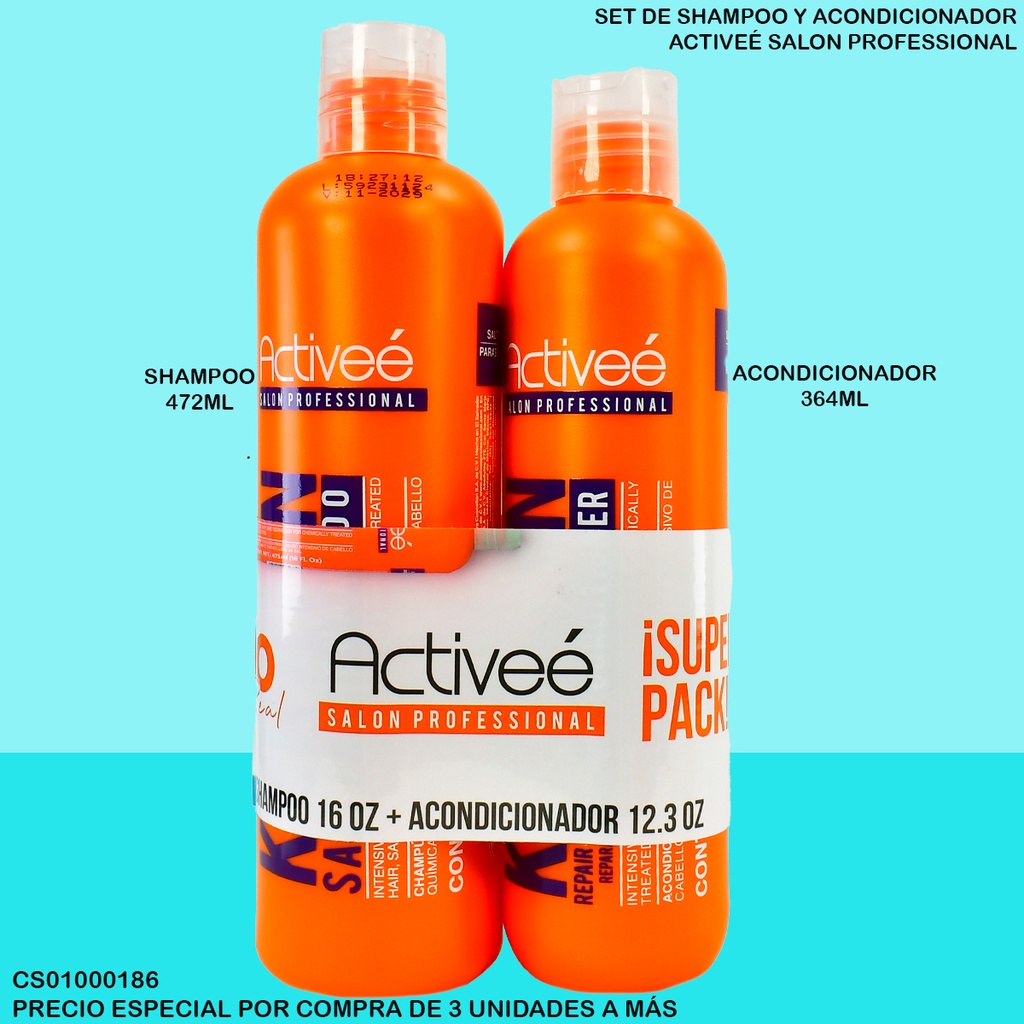KIT ACTIVEE KERATIN SHAMPOO 16OZ + ACONDICIONADOR 12.3OZ