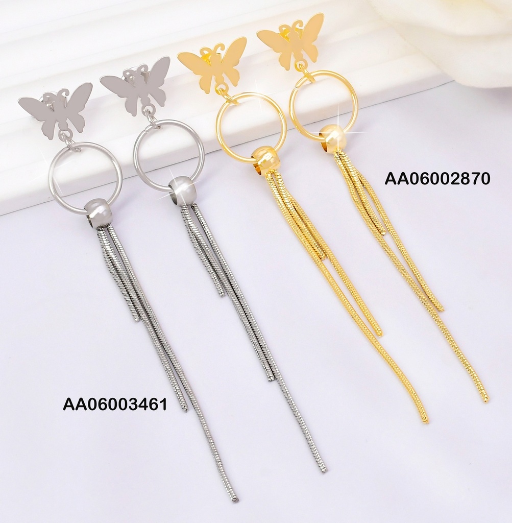 ARETES PLAT.PLACA MARIPOSA/CIRCULO/3 LINEAS K6829-123