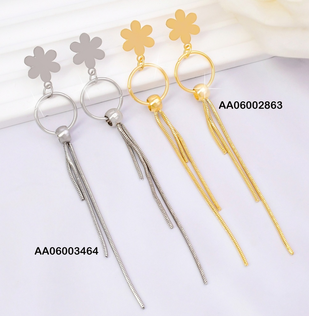 ARETES PLAT.PLACA FLOR/CIRCULO/3 LINEAS K6827-123