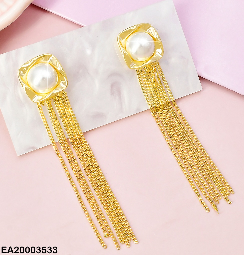 ARETES CUADRO C/MEDIA PERLAS-COLGANTES EE1564-289