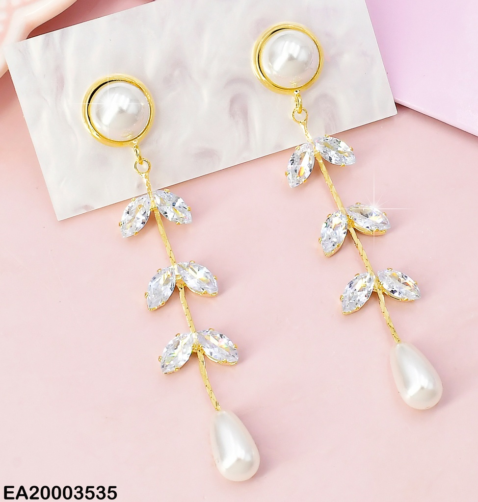 ARETES DOR MEDIA PERLA / ZIRC CRISTAL COLGANTES/PERLA  EE1566-289