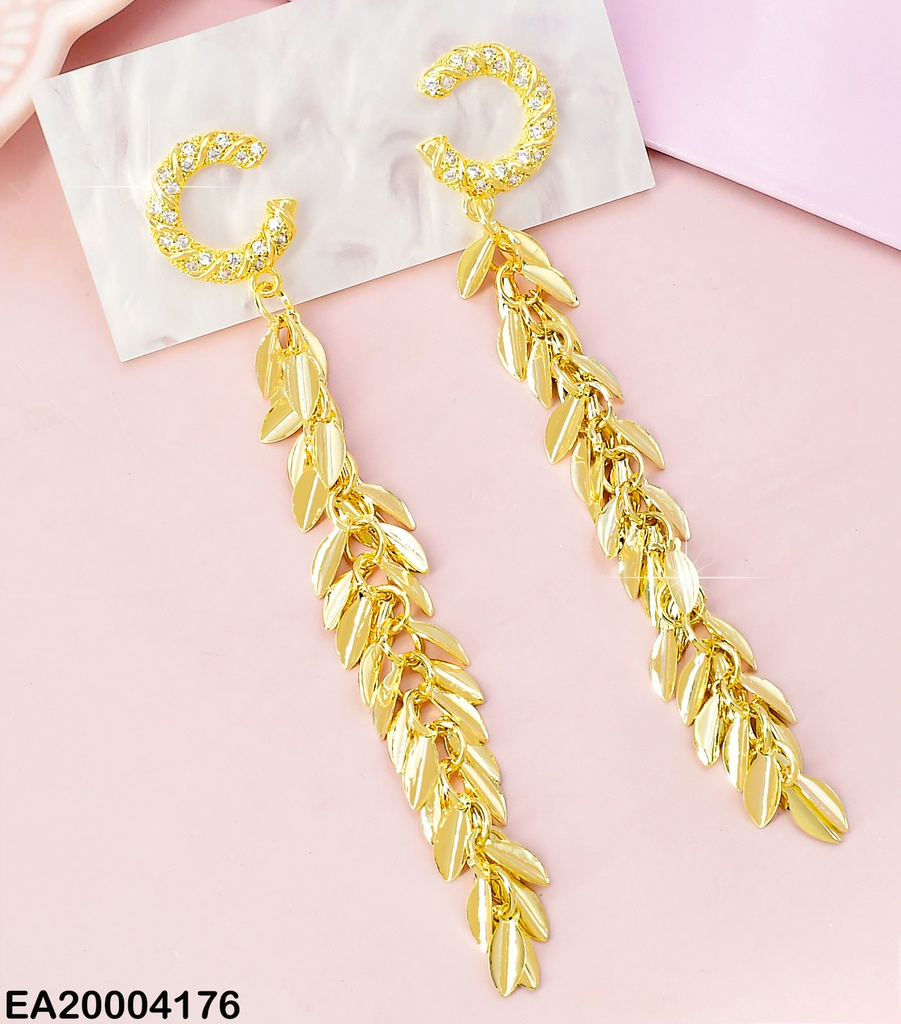 ARETES "C" ZIRC.RACIMO HOJITAS LARGO COLGANTE EE1153-132
