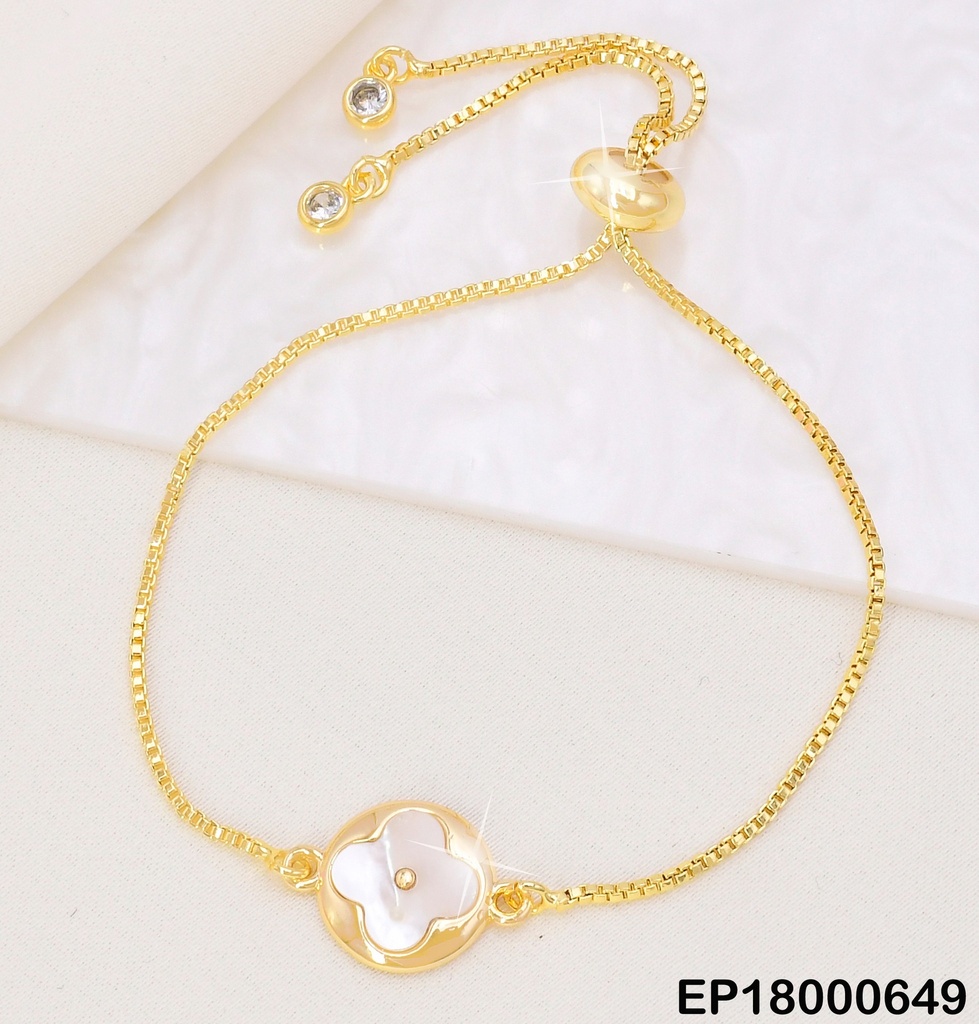 PULSERA FINA CENTRO RD FLOR 4 PET.BLANCA N1533-864