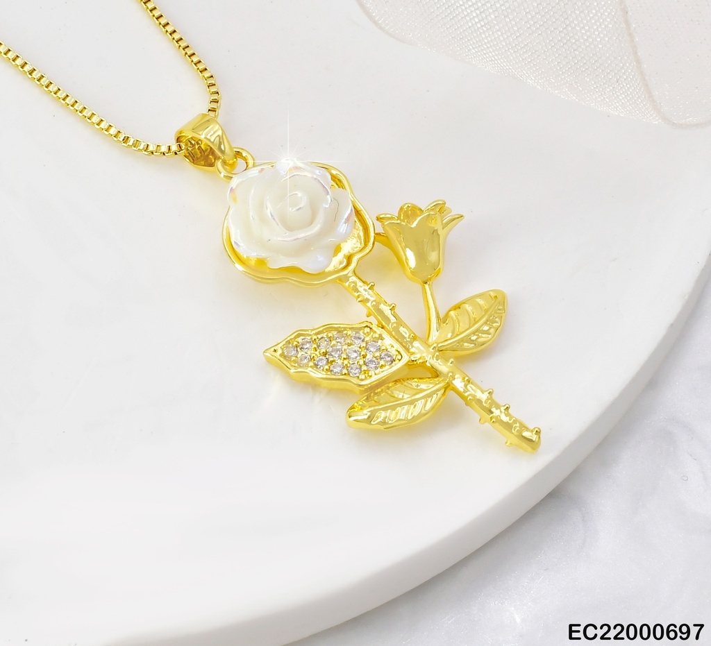CADENA DOR FLOR BLANCA/DOR  CE272-320