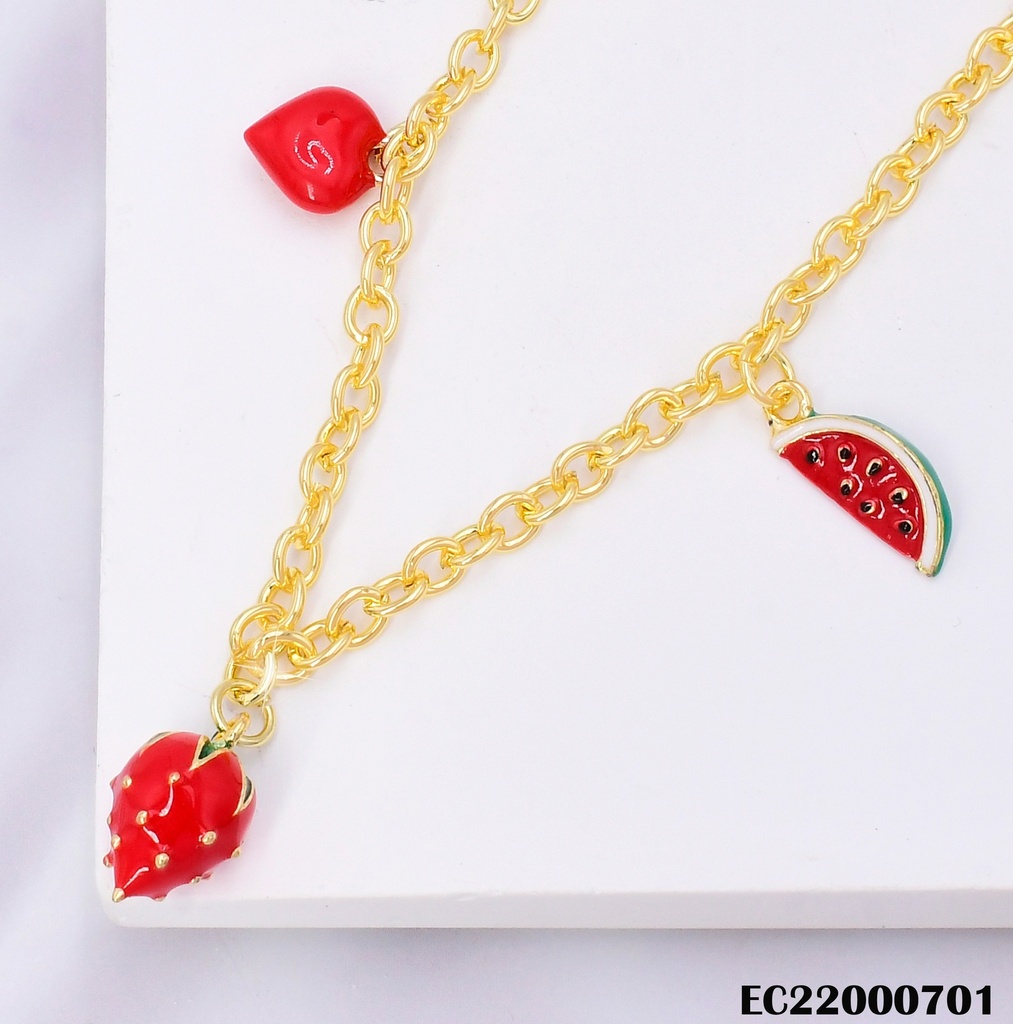 CADENA DOR DIJES CORAZON/SANDIA/FRESA CE238-9