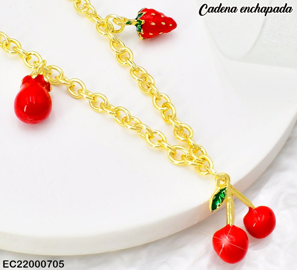 CADENA DOR DIJES FRESA/CEREZAS/BERENJENA CE231-9 (CHE)