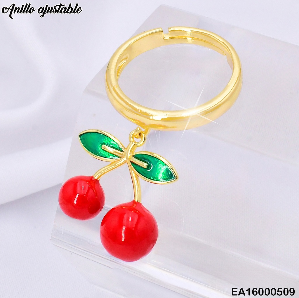 ANILLO DOR CEREZAS COLGANTES RE188-9