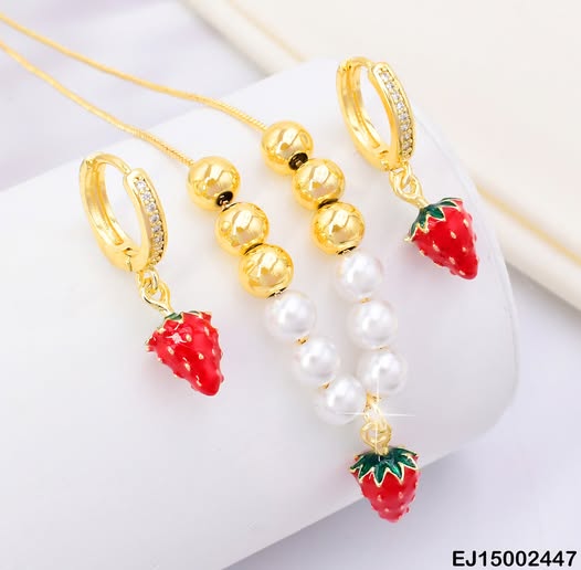 SET DOR FRESAS/6 PERLAS/6 ESFERAS DOR SE896-9