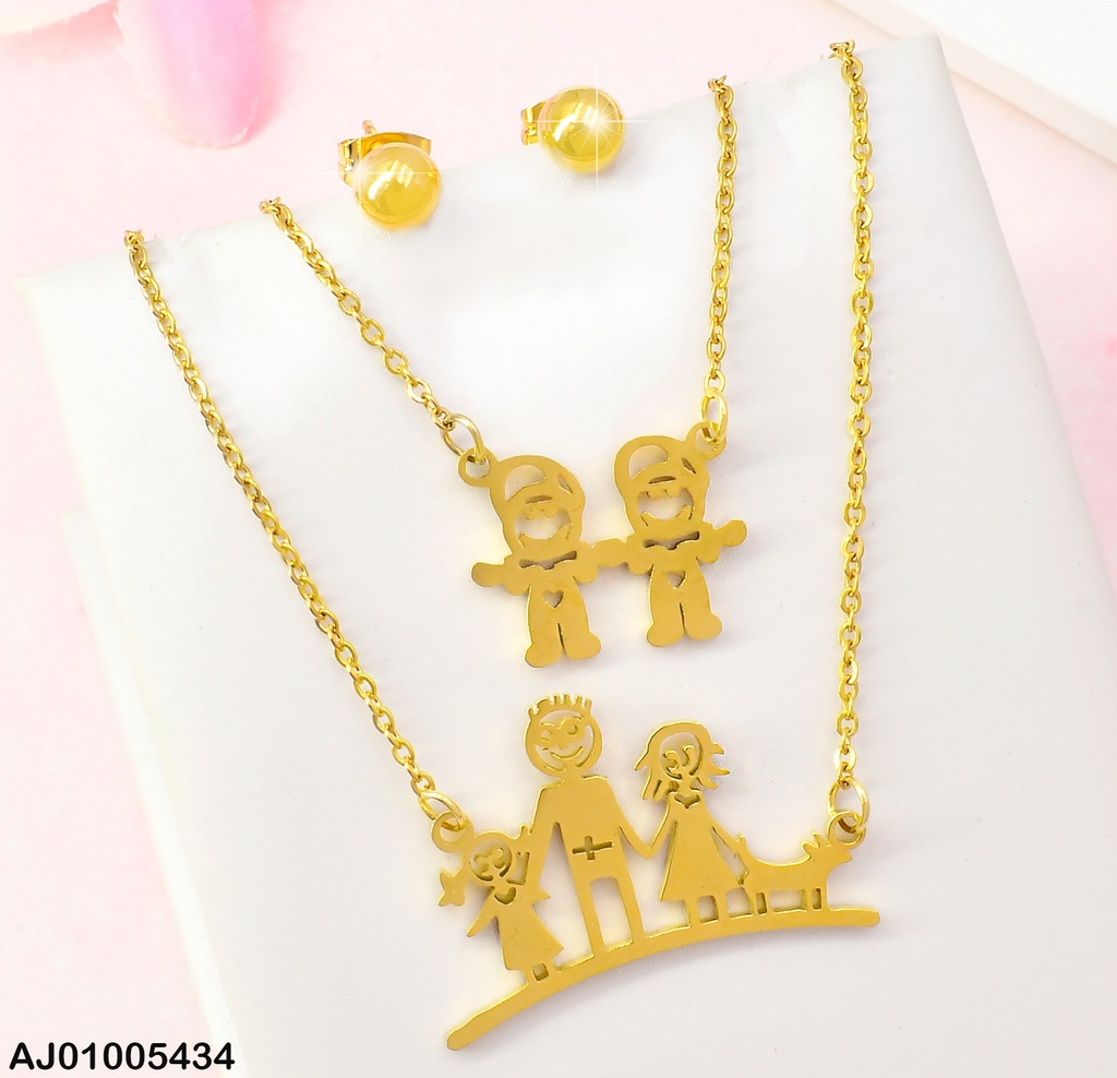 SET ARETES🟡DOBLE CADENA DIJES: FAMILIA T395