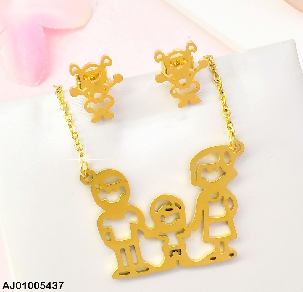 SET ARETES CROQUI NIÑA,DIJE:CROQUI FAMILIA C/HIJO T395