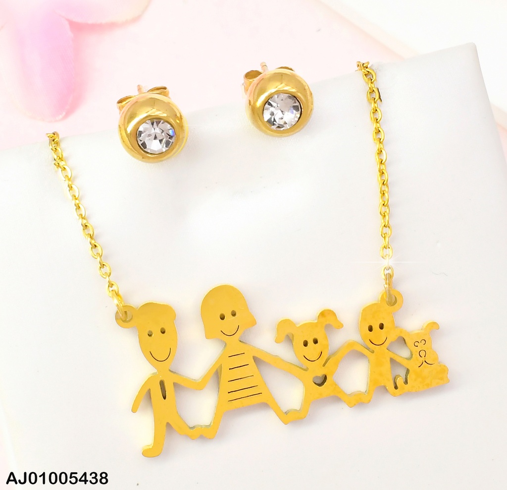 SET ARETES🟡 DIJE:PLACA FAMILIA DE LAS MANOS T199