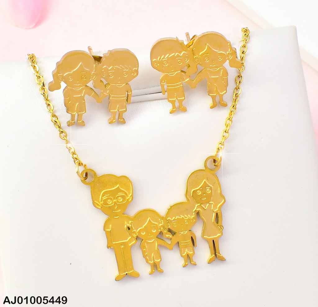 SET ARETES HERMANITOS,DIJE:FAMILIA C/GRABADOS A190