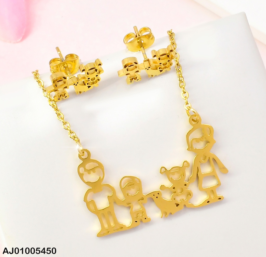 SET ARETES 🟡 DIJE:CROQUI FAMILIA PQ.T395